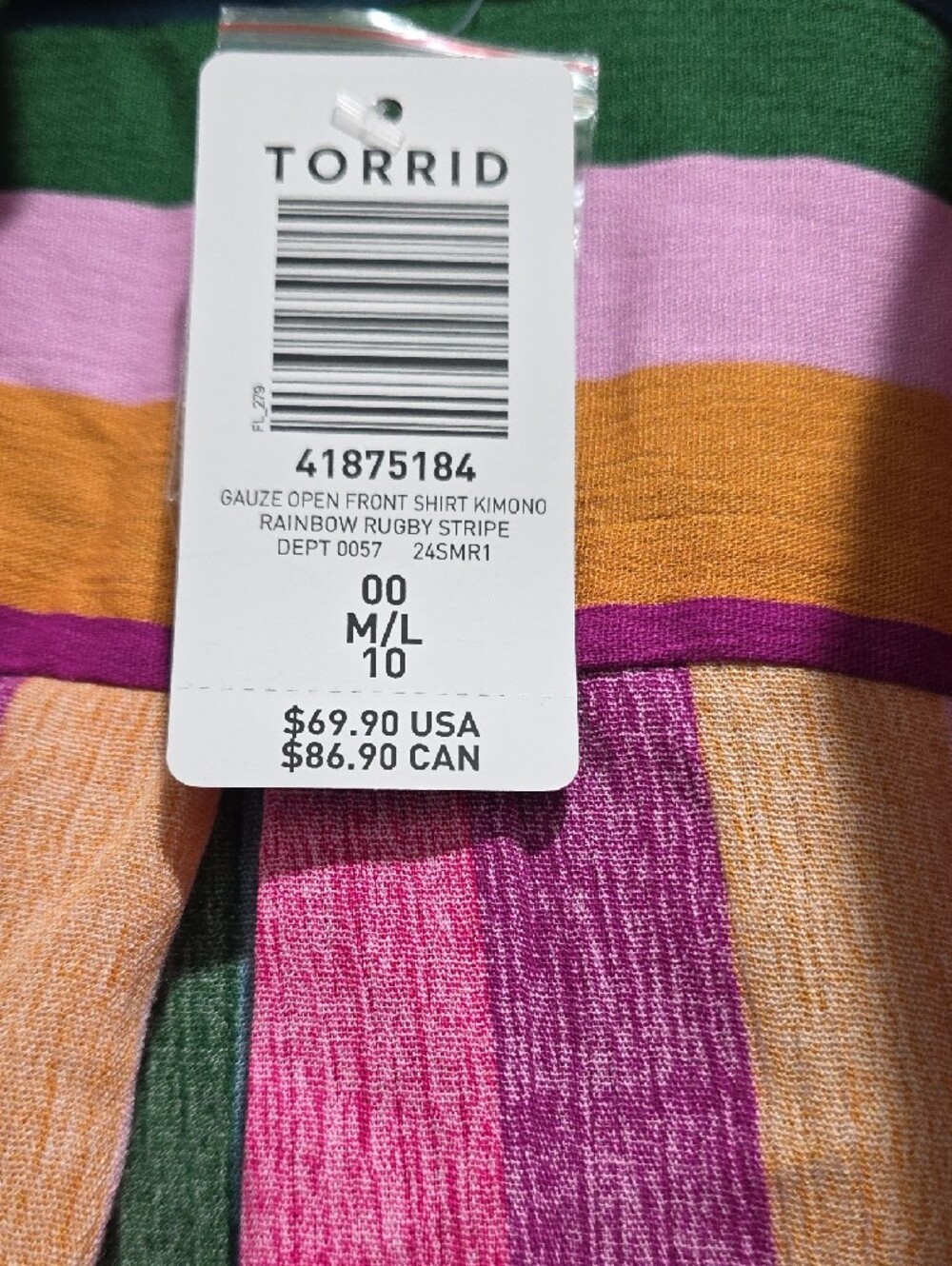 torrid Multicolor Stripe One-Piece Swimsuit And Kimono 2-Piece Set - Picture 6 of 8